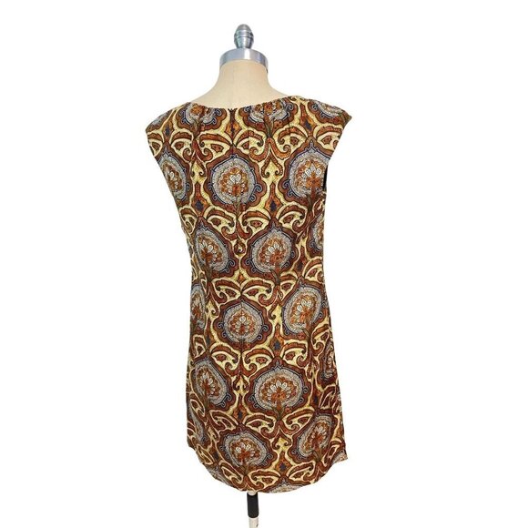 Milly Of New York Boho Paisley Print Silk Shift Dress Size 6 - Picture 3 of 5